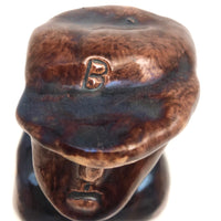 B for Brooklyn? Boy in Baseball Cap Folk Art Pottery Head