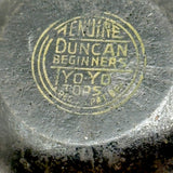 1930s Duncan Beginner's Yoyo in Black and Beautifully Aged Yellow Paint