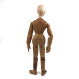 Hand-carved Articulated Mannequin with Bright Eyes and Two Mended (Now Stiff!) Joints