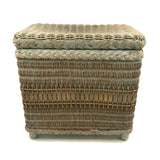 C. 1930s Whitney Carriage Co. Salesman Sample Wicker Hamper in Seafoam Green Paint
