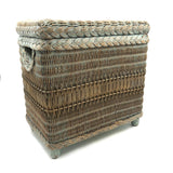 C. 1930s Whitney Carriage Co. Salesman Sample Wicker Hamper in Seafoam Green Paint