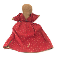 Wonderful Old Folk Art Topsy Turvy Doll with Embroidered Face and Calico Dress