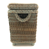 C. 1930s Whitney Carriage Co. Salesman Sample Wicker Hamper in Seafoam Green Paint