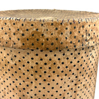 Early (1817-18!) New England Polka Dotted Wallpaper Band Box with Newspaper Lining and Hand-stitched Mending