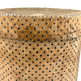 Early (1817-18!) New England Polka Dotted Wallpaper Band Box with Newspaper Lining and Hand-stitched Mending