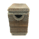 C. 1930s Whitney Carriage Co. Salesman Sample Wicker Hamper in Seafoam Green Paint