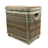 C. 1930s Whitney Carriage Co. Salesman Sample Wicker Hamper in Seafoam Green Paint