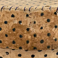 Early (1817-18!) New England Polka Dotted Wallpaper Band Box with Newspaper Lining and Hand-stitched Mending