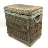 C. 1930s Whitney Carriage Co. Salesman Sample Wicker Hamper in Seafoam Green Paint