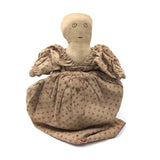 Wonderful Old Folk Art Topsy Turvy Doll with Embroidered Face and Calico Dress
