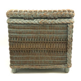 C. 1930s Whitney Carriage Co. Salesman Sample Wicker Hamper in Seafoam Green Paint