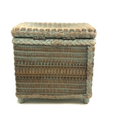 C. 1930s Whitney Carriage Co. Salesman Sample Wicker Hamper in Seafoam Green Paint