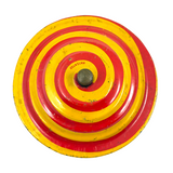 Super Graphic and Colorful Pair of Old Tin Spinning Tops