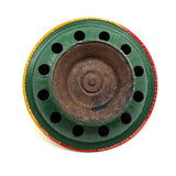 Super Graphic and Colorful Pair of Old Tin Spinning Tops