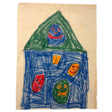 Three Figures, Five Floating Heads + House of Many Faces on Reverse
