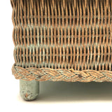 C. 1930s Whitney Carriage Co. Salesman Sample Wicker Hamper in Seafoam Green Paint