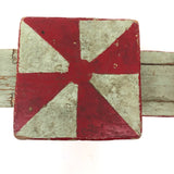Folk Art Miniature Table and Chairs in Original Mint and Red Paint