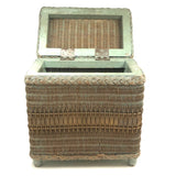 C. 1930s Whitney Carriage Co. Salesman Sample Wicker Hamper in Seafoam Green Paint