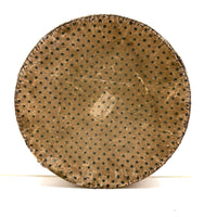 Early (1817-18!) New England Polka Dotted Wallpaper Band Box with Newspaper Lining and Hand-stitched Mending