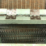 C. 1930s Whitney Carriage Co. Salesman Sample Wicker Hamper in Seafoam Green Paint