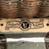 C. 1930s Whitney Carriage Co. Salesman Sample Wicker Hamper in Seafoam Green Paint