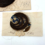 Sister Mary's Hair and More, Group of Five Victorian Hair Locks with Names