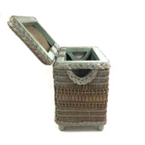C. 1930s Whitney Carriage Co. Salesman Sample Wicker Hamper in Seafoam Green Paint