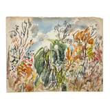 Adelaide Lawson Wood (American, 1889-1986) Expressionistic Watercolor Landscape, c. 1930s
