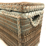 C. 1930s Whitney Carriage Co. Salesman Sample Wicker Hamper in Seafoam Green Paint