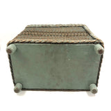C. 1930s Whitney Carriage Co. Salesman Sample Wicker Hamper in Seafoam Green Paint