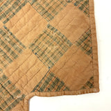 Antique T-shaped Checker board Piecework Doll Quilt for Four Poster