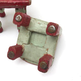 Folk Art Miniature Table and Chairs in Original Mint and Red Paint