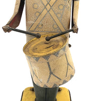 Fabulous c. 1930s Large Wind Up Mechanical Tin Toy Drummer, Still Drumming!