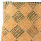 Antique T-shaped Checker board Piecework Doll Quilt for Four Poster