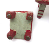 Folk Art Miniature Table and Chairs in Original Mint and Red Paint
