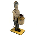 Fabulous c. 1930s Large Wind Up Mechanical Tin Toy Drummer, Still Drumming!