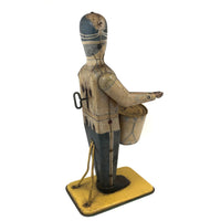 Fabulous c. 1930s Large Wind Up Mechanical Tin Toy Drummer, Still Drumming!