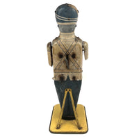 Fabulous c. 1930s Large Wind Up Mechanical Tin Toy Drummer, Still Drumming!