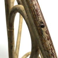 Sculptural Old Bentwood Willow Branch Child's Chair in Old Cream Over Red Paint