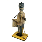 Fabulous c. 1930s Large Wind Up Mechanical Tin Toy Drummer, Still Drumming!