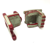 SOLD Folk Art Carved Miniature Chair and Rocker in Mint and Red Paint