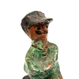 Redware Folk Art Man in Green, Presumed Pennsylvania, Earlier 20th Century