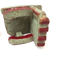 SOLD Folk Art Carved Miniature Chair and Rocker in Mint and Red Paint