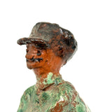 Redware Folk Art Man in Green, Presumed Pennsylvania, Earlier 20th Century