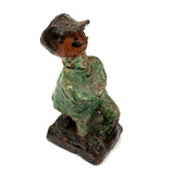 Redware Folk Art Man in Green, Presumed Pennsylvania, Earlier 20th Century