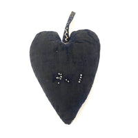 Large 1901 Dark Blue Velvet Heart Shaped Emery with Hanging Loop