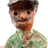 Redware Folk Art Man in Green, Presumed Pennsylvania, Earlier 20th Century