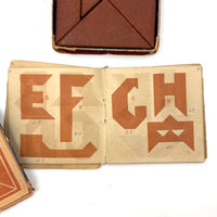 Early (c. 1890s) Richter Anchor Stone Tangram Puzzle with Beautiful Original Designs Booklet