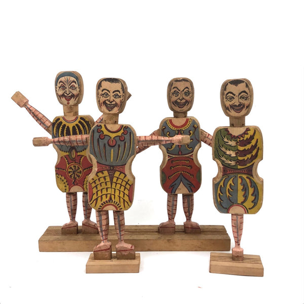 Almost Complete c. 1870s Crandall's Acrobats (Set of Four) in Original Box Bottom (No Lid)
