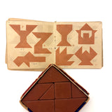 Early (c. 1890s) Richter Anchor Stone Tangram Puzzle with Beautiful Original Designs Booklet
